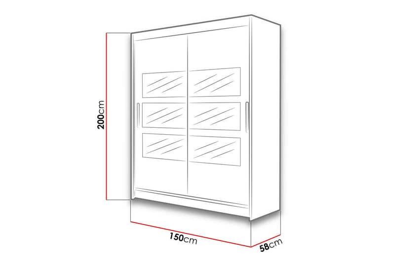 Garderobe med speil Maskbo 150x200 cm - Hvit - Oppbevaring - Garderober & garderobesystem