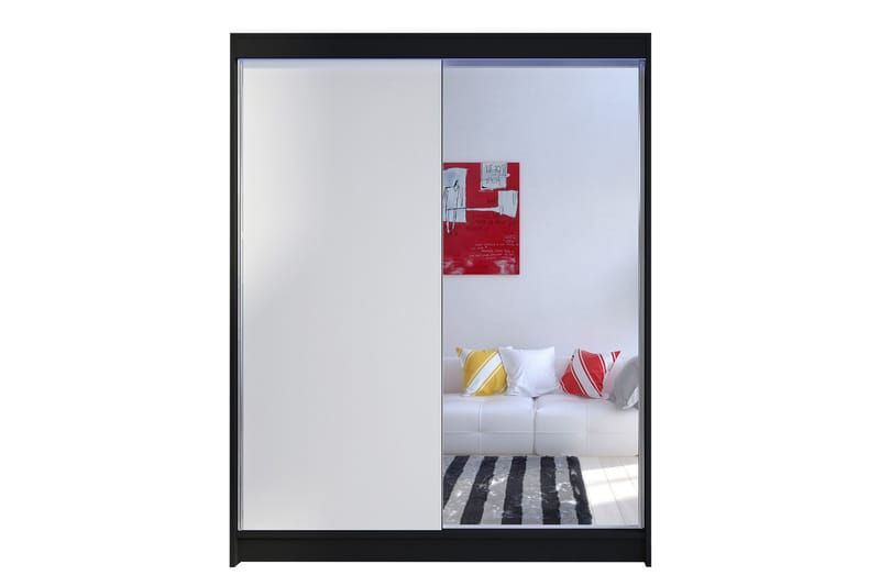 Garderobe med speil Richmond 150x200 cm - Hvit/Svart - Oppbevaring - Garderober & garderobesystem