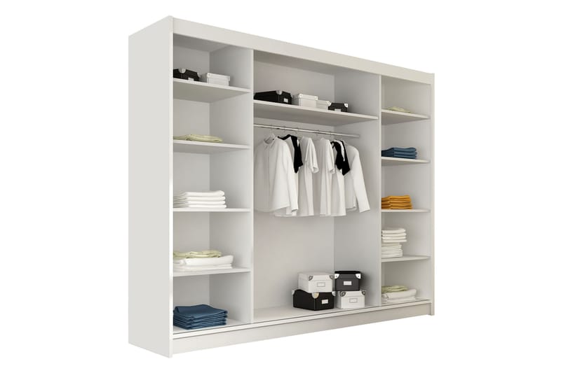 Garderobe med speil Sia 250x215 cm - Hvit - Oppbevaring - Garderober & garderobesystem