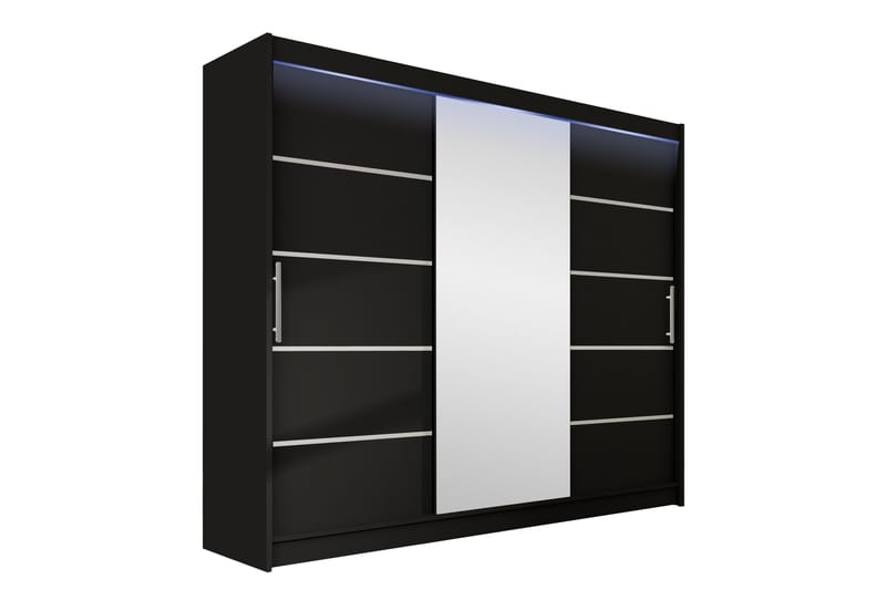 Garderobe med speil Sia 250x215 cm - Svart - Oppbevaring - Garderober & garderobesystem