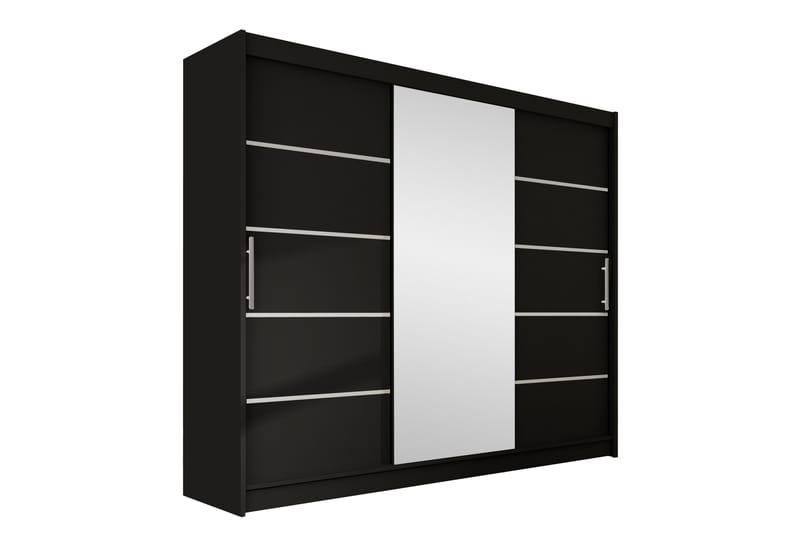 Garderobe med speil Sia 250x215 cm - Svart - Oppbevaring - Garderober & garderobesystem