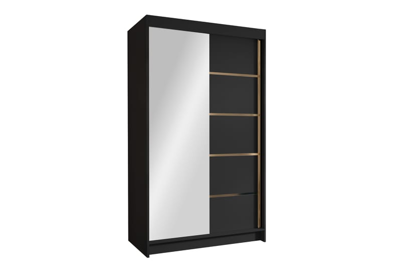 Garderobe med speil Veria 100x200 cm - Svart - Oppbevaring - Garderober & garderobesystem