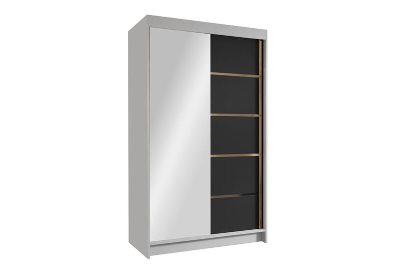 Garderobe med speil Veria 100x200 cm - Svart/Hvit - Oppbevaring - Garderober & garderobesystem