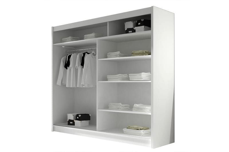 Garderobe med speil Praha 180x215 cm - Hvit - Oppbevaring - Garderober & garderobesystem