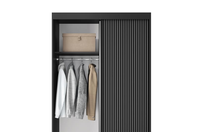 Garderobe med Speil Prescco 120x220 cm - Svart - Oppbevaring - Garderober & garderobesystem