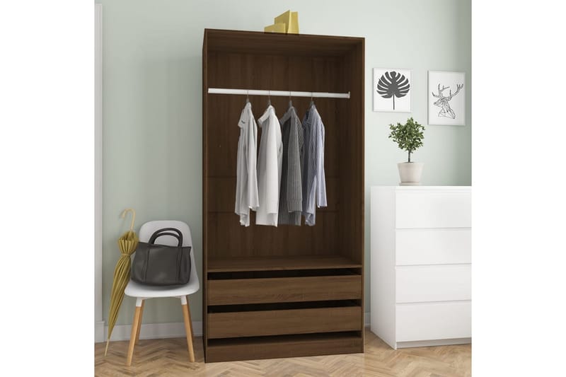 beBasic Garderobe brun eik 100x50x200 cm konstruert tre - Brun - Oppbevaring - Garderober & garderobesystem