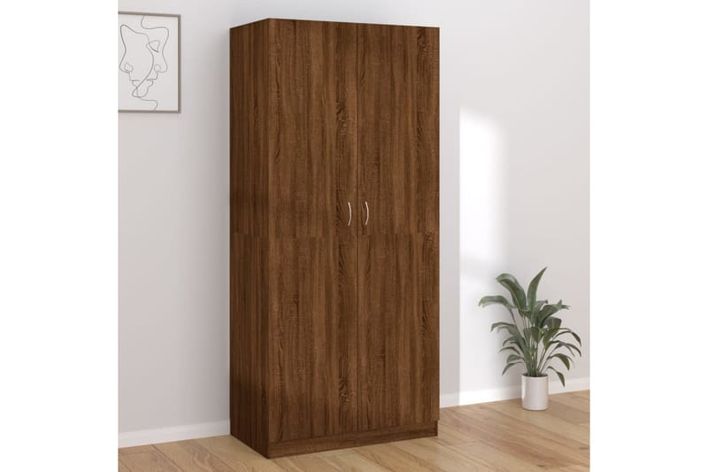 beBasic Garderobe brun eik 90x52x200 cm konstruert tre - Brun - Oppbevaring - Garderober & garderobesystem