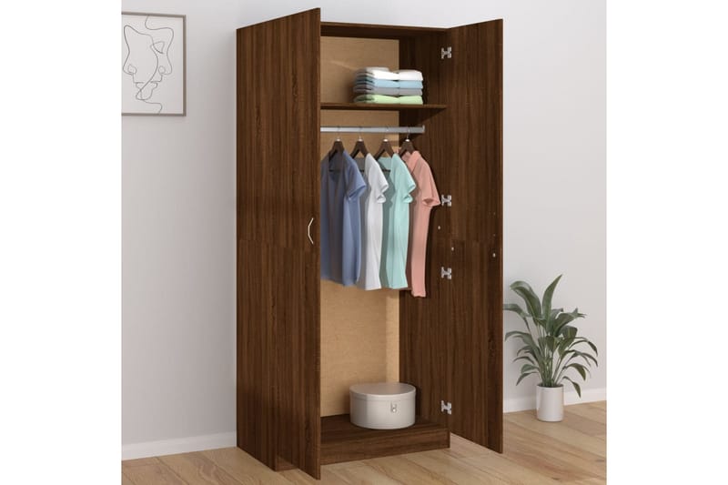 beBasic Garderobe brun eik 90x52x200 cm konstruert tre - Brun - Oppbevaring - Garderober & garderobesystem