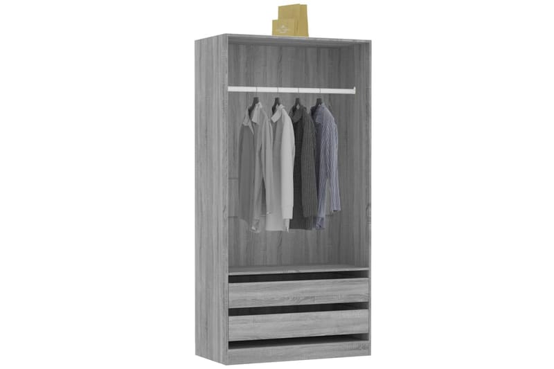 beBasic Garderobe grå sonoma 100x50x200 cm konstruert tre - GrÃ¥ - Oppbevaring - Garderober & garderobesystem