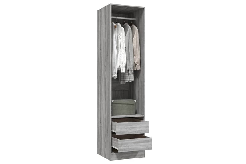 beBasic Garderobe med skuffer grå sonoma 50x50x200 cm konstruert tre - GrÃ¥ - Oppbevaring - Garderober & garderobesystem