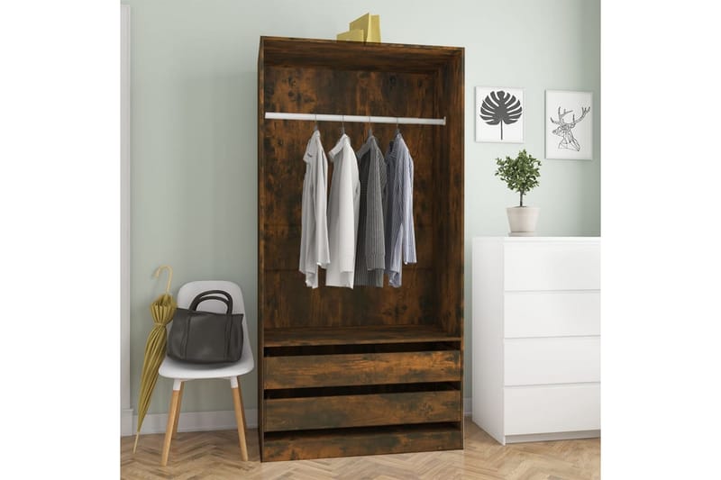 beBasic Garderobe røkt eik 100x50x200 cm konstruert tre - Brun - Oppbevaring - Garderober & garderobesystem