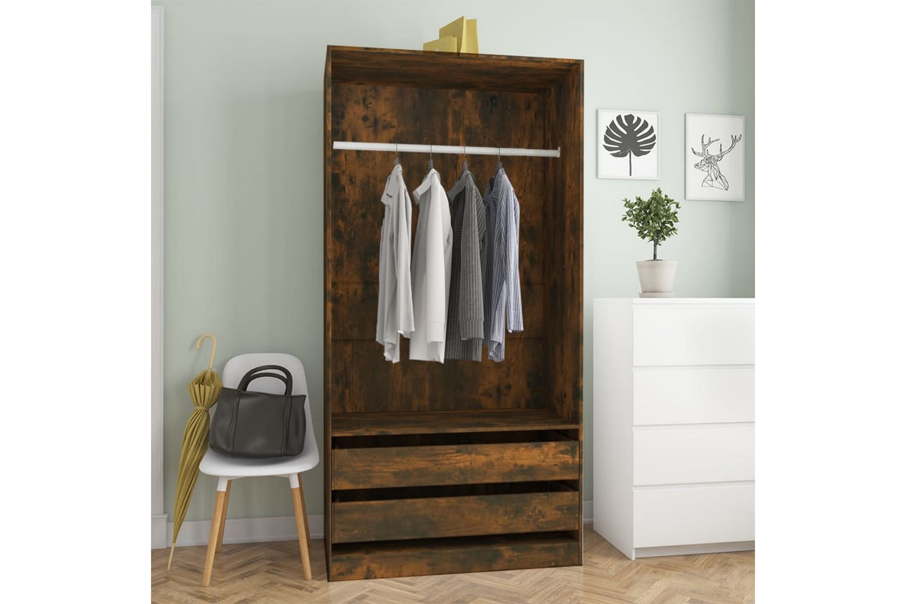 Be Basic beBasic Garderobe røkt eik 100x50x200 cm konstruert tre - Brun