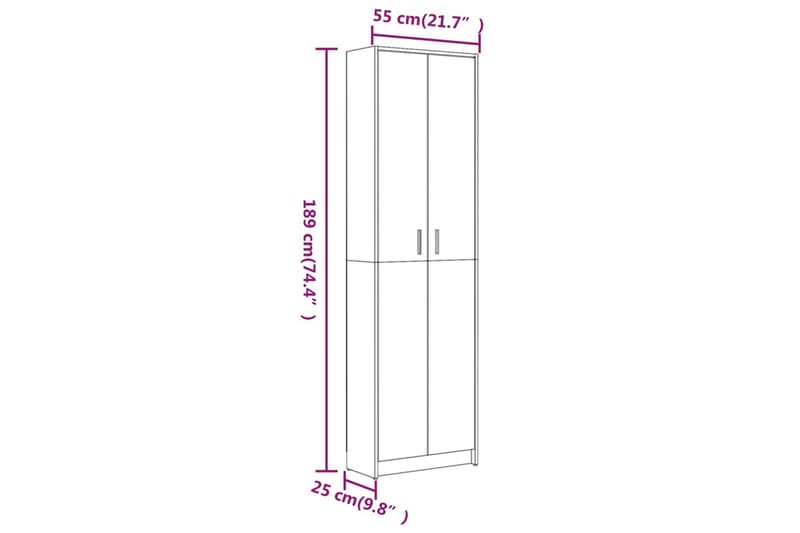 beBasic Garderobeskap brun eik 55x25x189 cm konstruert tre - Brun - Oppbevaring - Garderober & garderobesystem