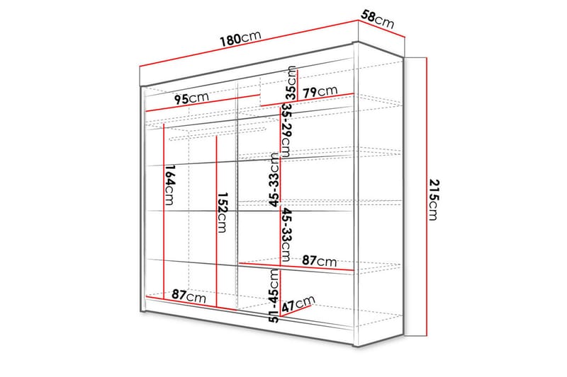 Canderbury Garderobe 180x215 cm - Beige - Oppbevaring - Garderober & garderobesystem