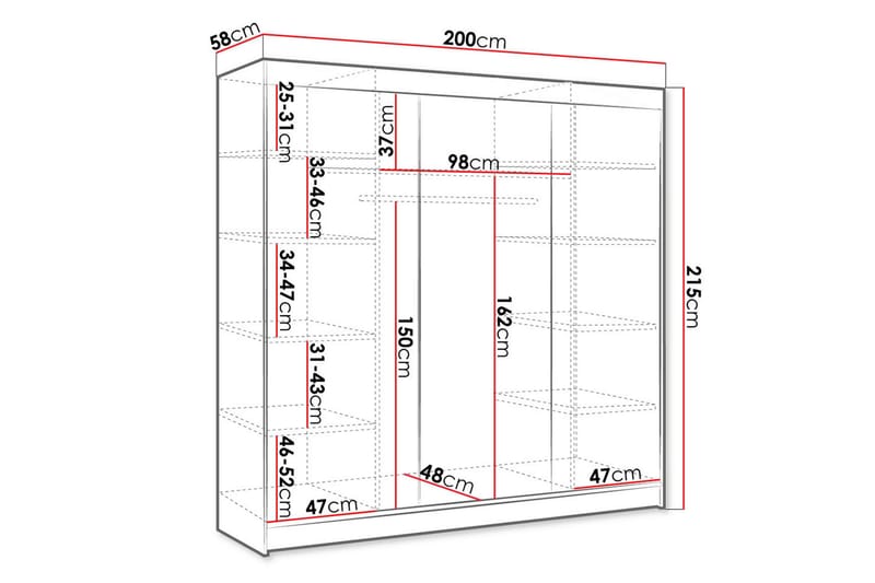 Cyria Garderobe 200x215 cm - Beige - Oppbevaring - Garderober & garderobesystem