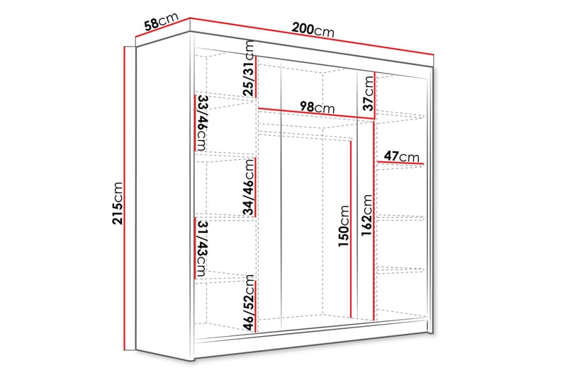 Dianna Garderobe 200x215 cm - Beige - Oppbevaring - Garderober & garderobesystem