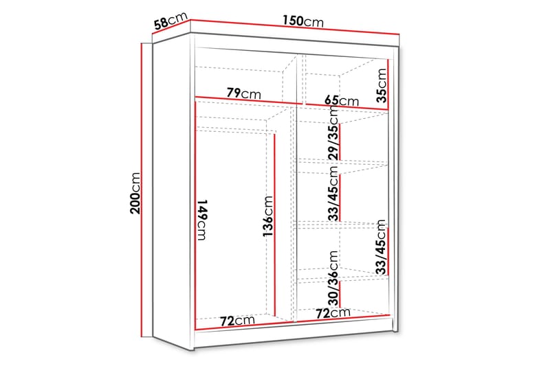 Emet Garderobe 150x200 cm - Beige - Oppbevaring - Garderober & garderobesystem