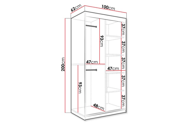 Garderob Marmesa 100 cm Marmormønster - Svart - Oppbevaring - Garderober & garderobesystem