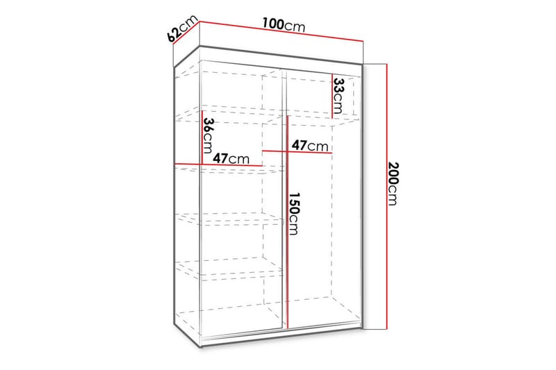 Garderob Trissma LED-belysning Blå 100 cm - Hvit - Oppbevaring - Garderober & garderobesystem