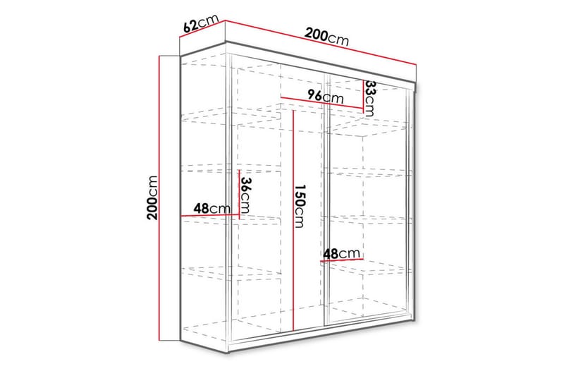 Garderob Trissma LED-belysning Blå 200 cm - Hvit - Oppbevaring - Garderober & garderobesystem