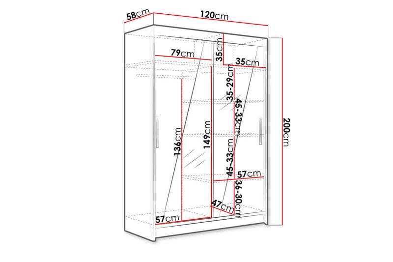 Garderobe + LED - Hvit - Oppbevaring - Garderober & garderobesystem