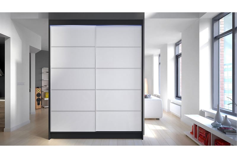 Garderobe + LED - Svart / Hvit - Oppbevaring - Garderober & garderobesystem