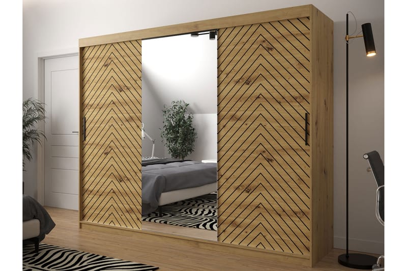 Garderobe 250 - Svart|Natur - Oppbevaring - Garderober & garderobesystem