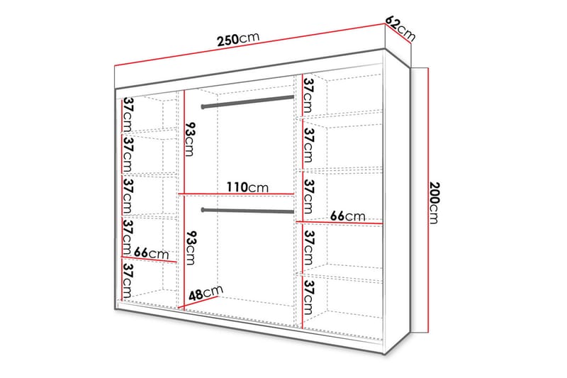 Garderobe 250 - Svart|Natur - Oppbevaring - Garderober & garderobesystem