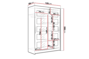 Garderobe Aldo Skyvedører Delt Speil - Svart - Oppbevaring - Garderober & garderobesystem