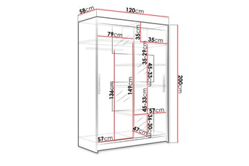 Garderobe Aldo Skyvedører Firekantet Speil - Eik - Oppbevaring - Garderober & garderobesystem