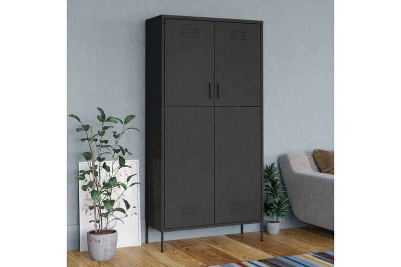 Garderobe antrasitt 90x50x180 cm stål - Antrasittgrå - Oppbevaring - Garderober & garderobesystem