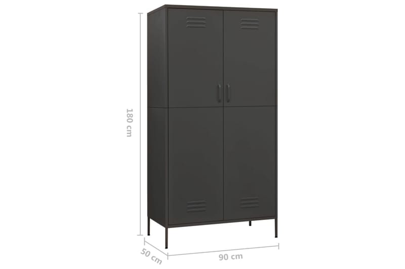 Garderobe antrasitt 90x50x180 cm stål - Antrasittgrå - Oppbevaring - Garderober & garderobesystem