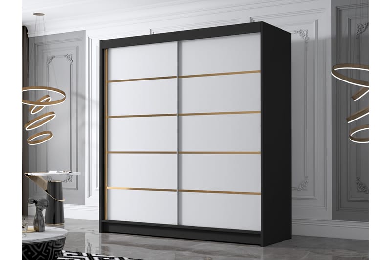 Garderobe Bali 180x215 cm - Hvit/Svart - Oppbevaring - Garderober & garderobesystem