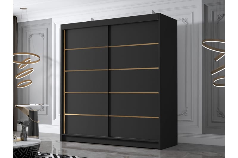 Garderobe Bali 180x215 cm - Svart - Oppbevaring - Garderober & garderobesystem