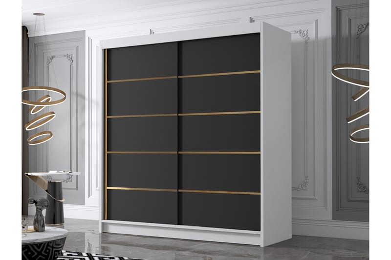 Garderobe Bali 180x215 cm - Svart/Hvit - Oppbevaring - Garderober & garderobesystem