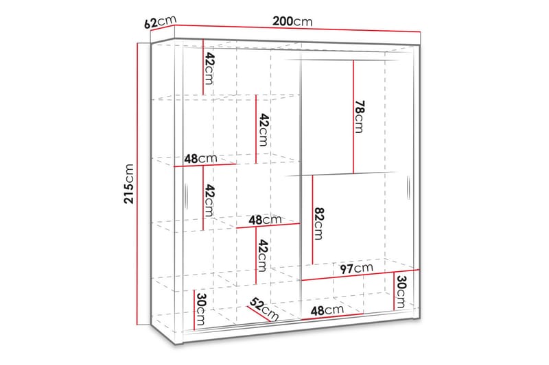 Garderobe Barriga 200 cm - Natur - Oppbevaring - Garderober & garderobesystem