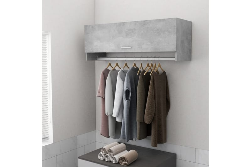 Garderobe betonggrå 100x32,5x35 cm sponplate - Grå - Oppbevaring - Garderober & garderobesystem