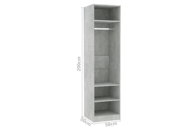 Garderobe betonggrå 50x50x200 cm sponplate - Grå - Oppbevaring - Garderober & garderobesystem