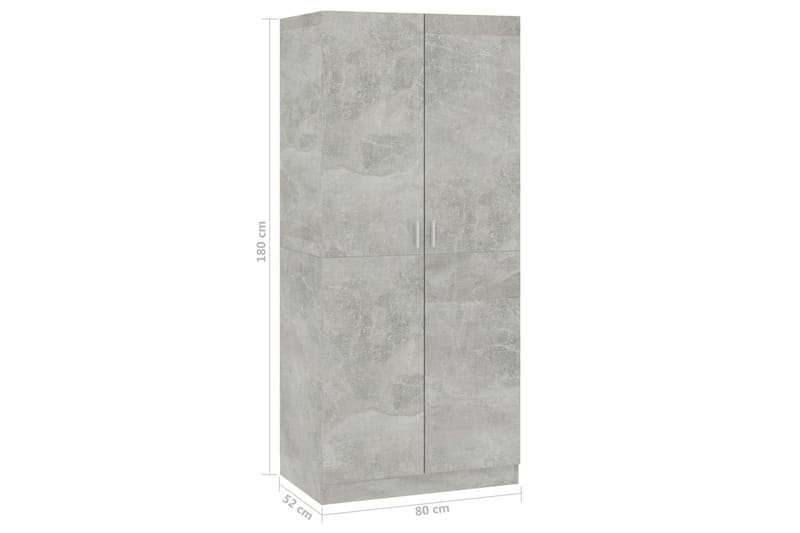 Garderobe betonggrå 80x52x180 cm sponplate - Oppbevaring - Garderober & garderobesystem