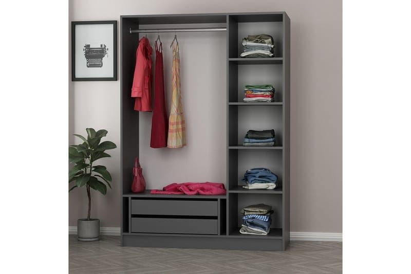 Garderobe Cambrian 135 cm - Antrasitt - Oppbevaring - Garderober & garderobesystem