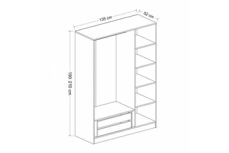 Garderobe Cambrian 135 cm - Antrasitt - Oppbevaring - Garderober & garderobesystem