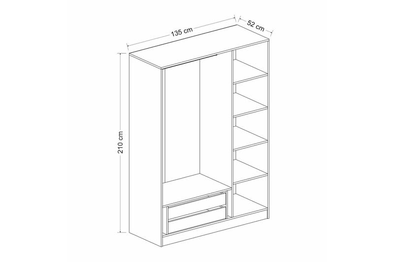 Garderobe Cambrian 135 cm - Eik - Oppbevaring - Garderober & garderobesystem