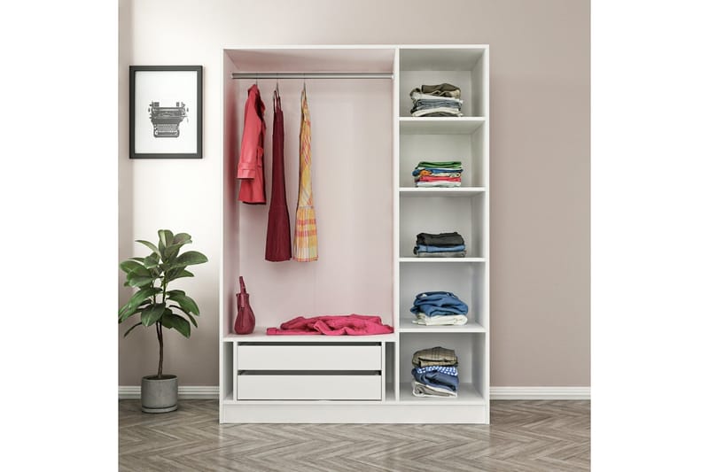 Garderobe Cambrian 135 cm - Hvit - Oppbevaring - Garderober & garderobesystem