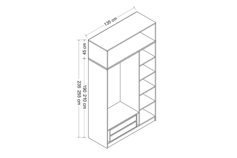 Garderobe Cambrian 135 cm - Hvit - Oppbevaring - Garderober & garderobesystem