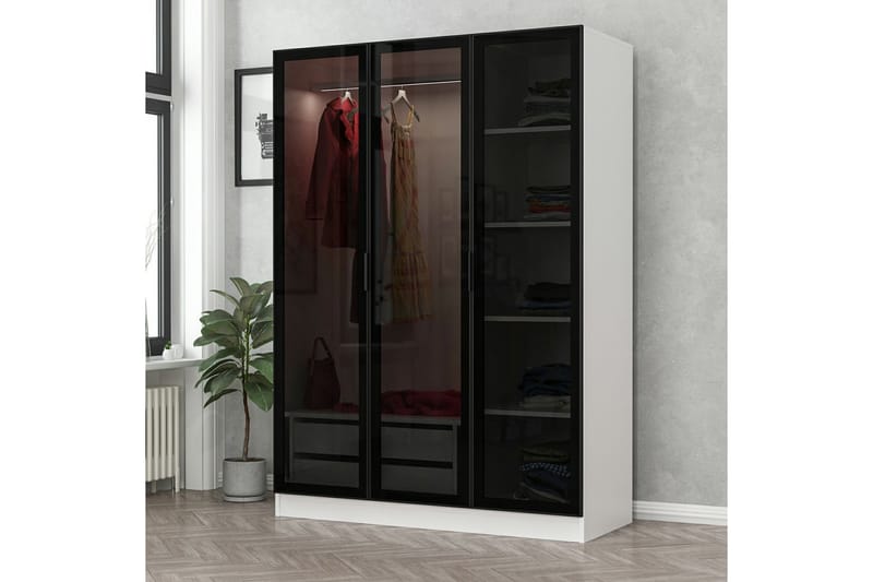 Garderobe Cambrian 135 cm - Svart/Hvit - Oppbevaring - Garderober & garderobesystem