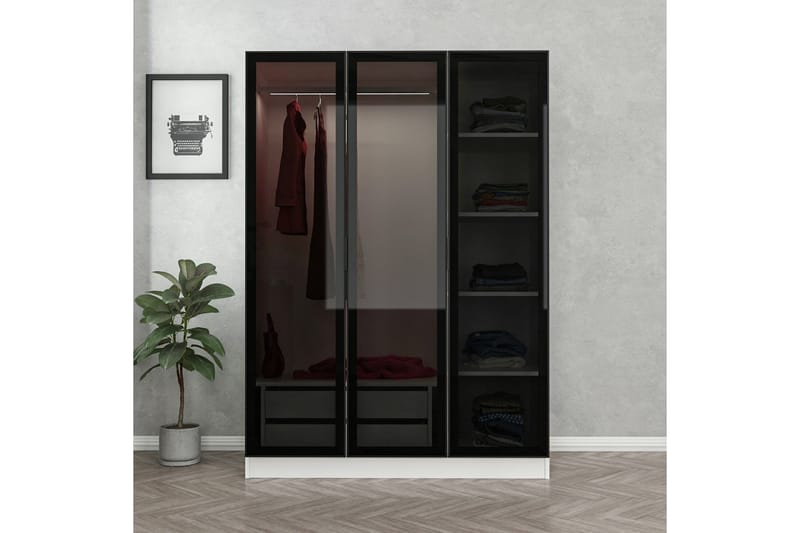 Garderobe Cambrian 135 cm - Svart/Hvit - Oppbevaring - Garderober & garderobesystem