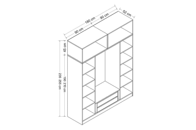 Garderobe Cambrian 180 cm - Antrasitt - Oppbevaring - Garderober & garderobesystem