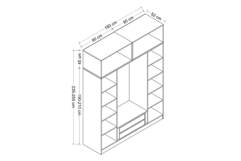 Garderobe Cambrian 180 cm - Antrasitt - Oppbevaring - Garderober & garderobesystem