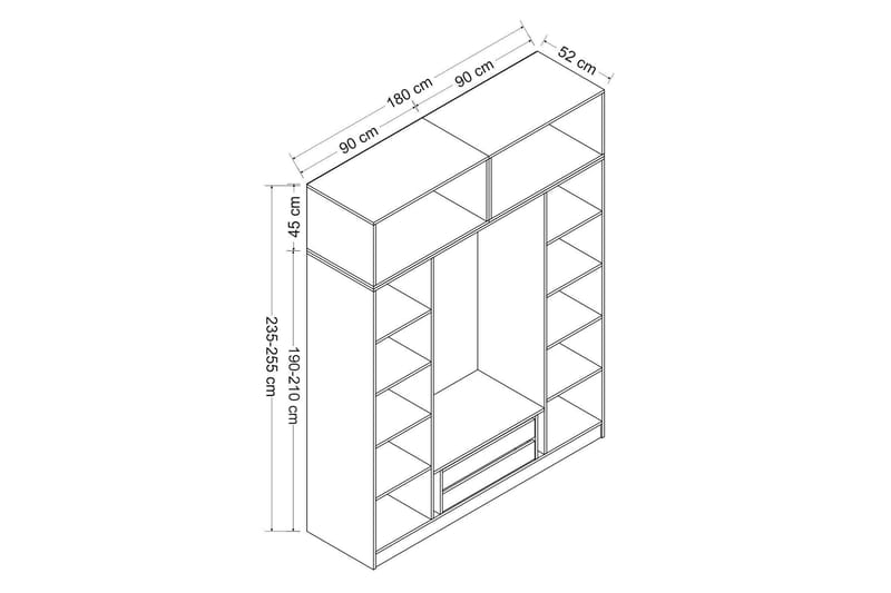 Garderobe Cambrian 180 cm - Antrasitt - Oppbevaring - Garderober & garderobesystem