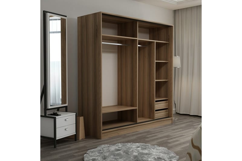 Garderobe Cambrian 180 cm - Brun/Hvit/Eik - Oppbevaring - Garderober & garderobesystem